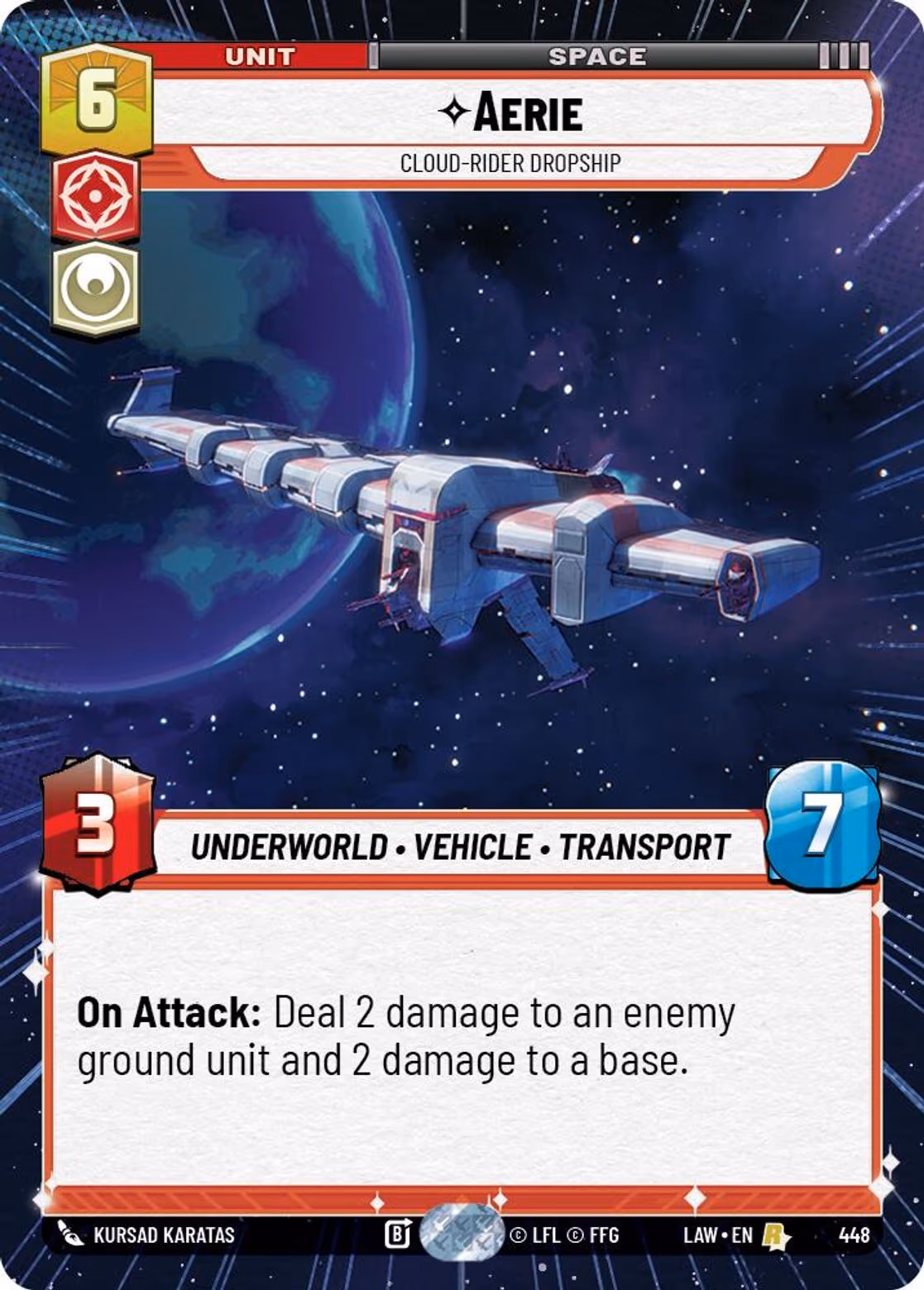 Aerie - Cloud-Rider Dropship LAW-448 Hyperspace Star Wars Unlimited card