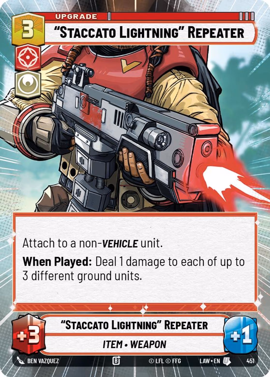 "Staccato Lightning" Repeater LAW-451 Hyperspace Star Wars Unlimited card