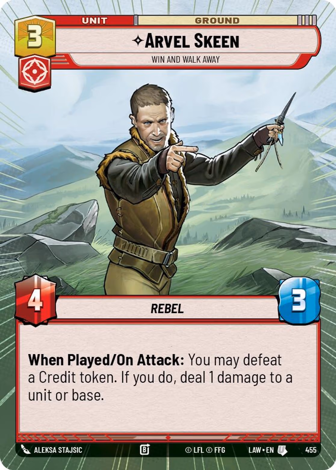 Arvel Skeen - Win and Walk Away LAW-455 Hyperspace Star Wars Unlimited card