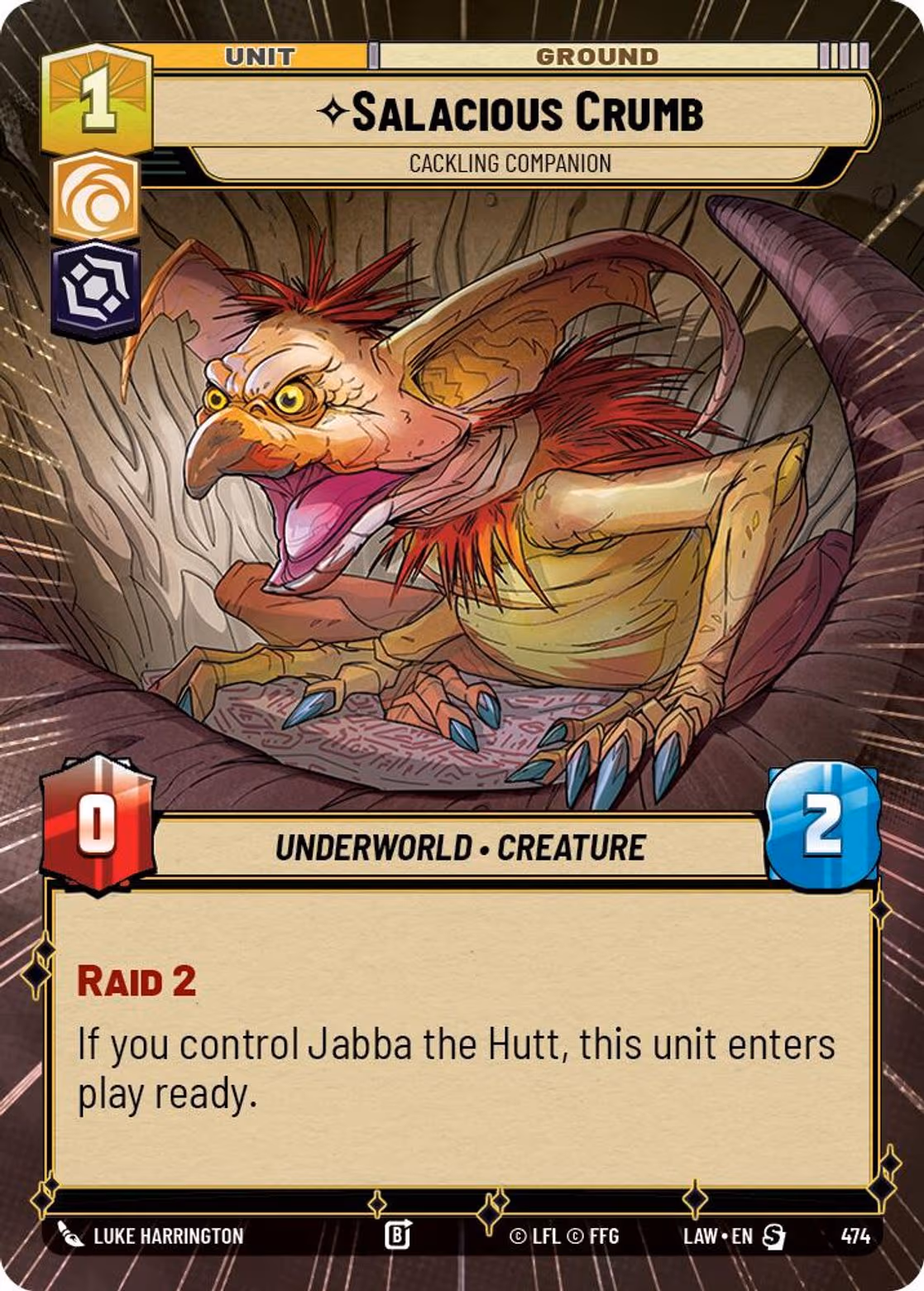 Salacious Crumb - Cackling Companion LAW-474 Hyperspace Star Wars Unlimited card