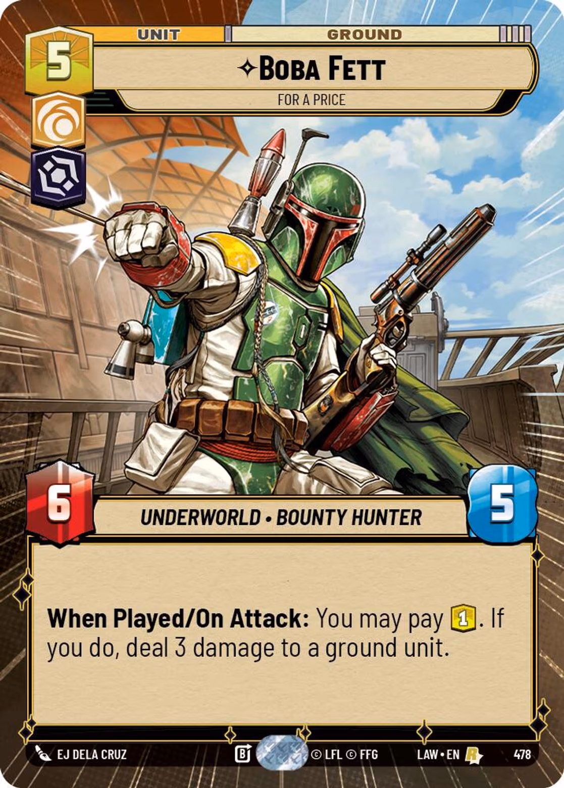 Boba Fett - For a Price LAW-478 Hyperspace Star Wars Unlimited card