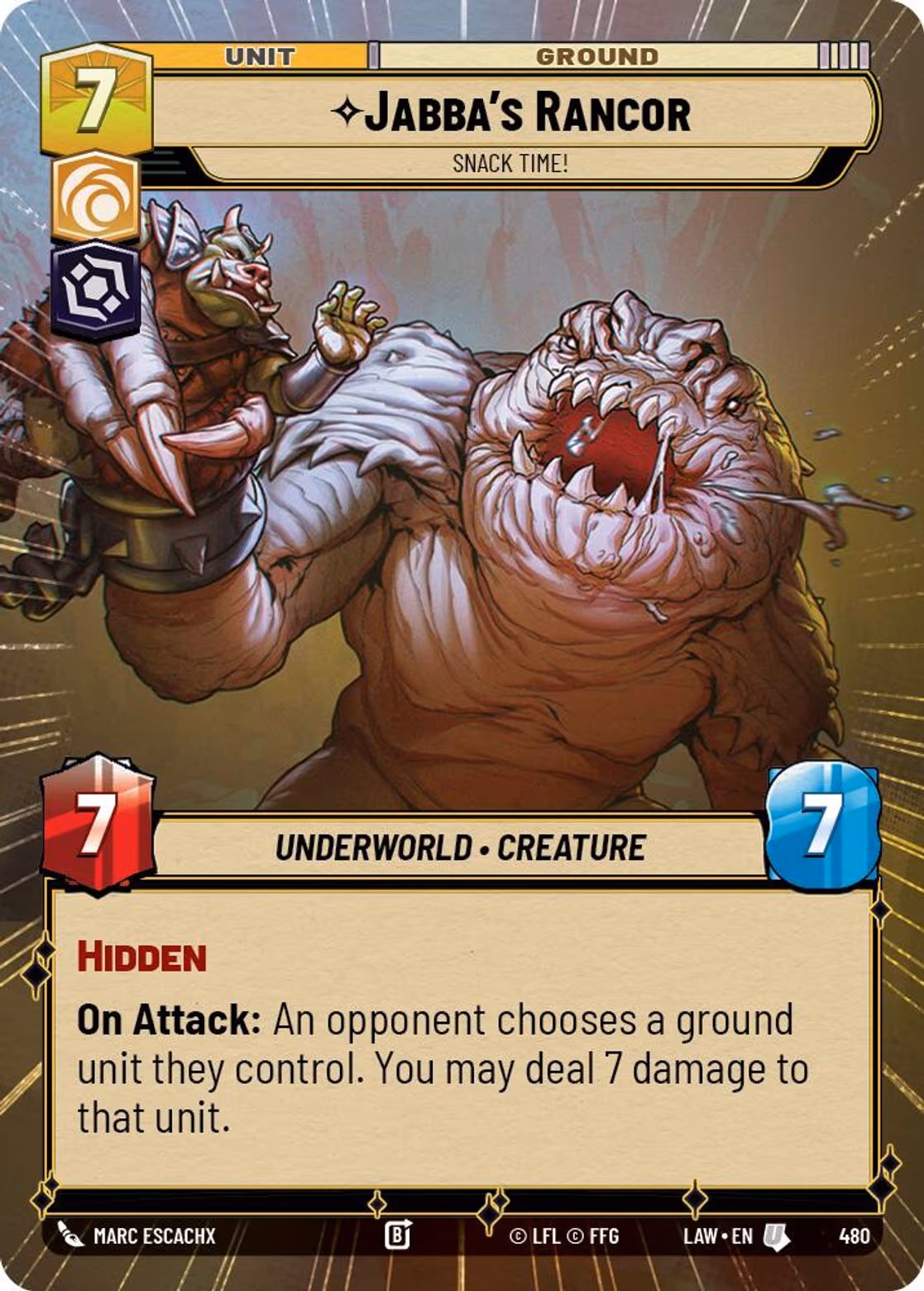 Jabba's Rancor - Snack Time! LAW-480 Hyperspace Star Wars Unlimited card