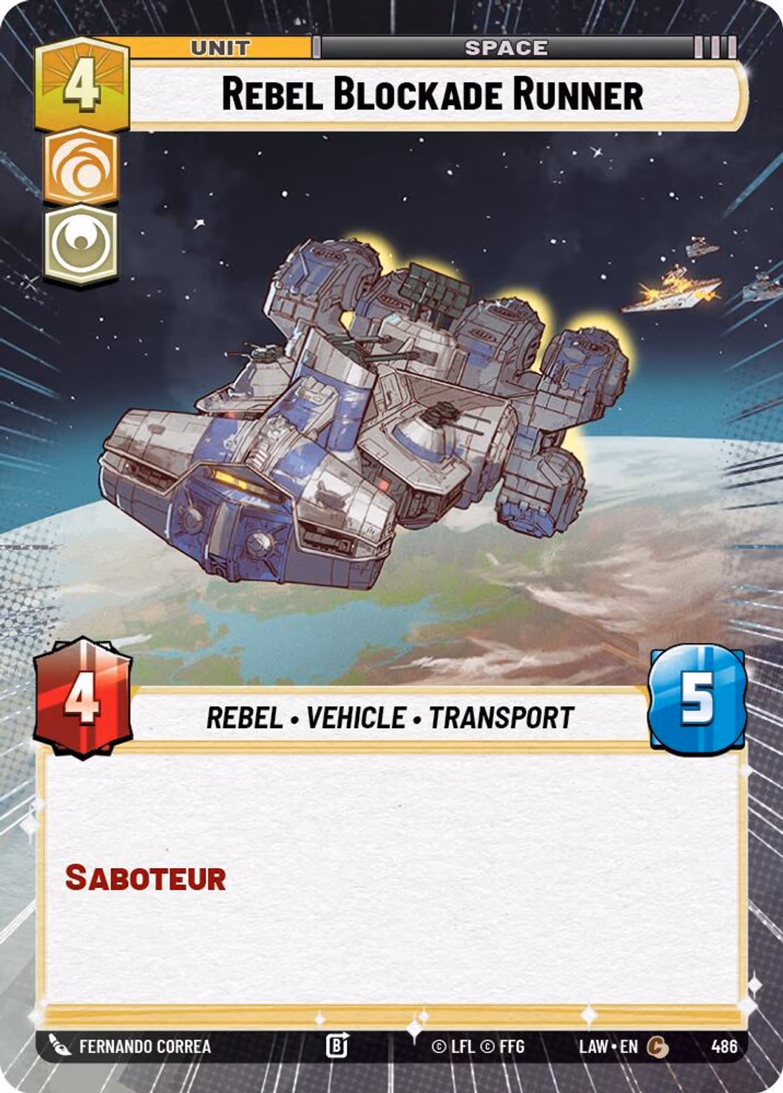 Rebel Blockade Runner LAW-486 Hyperspace Star Wars Unlimited card
