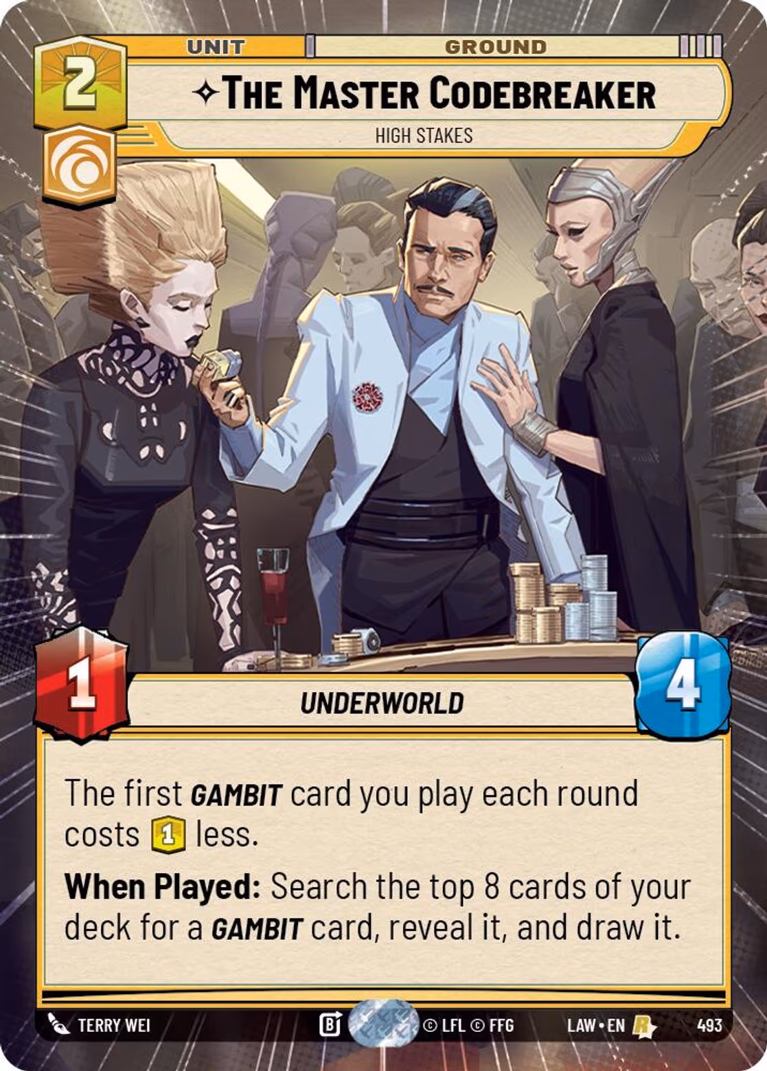The Master Codebreaker - High Stakes LAW-493 Hyperspace Star Wars Unlimited card