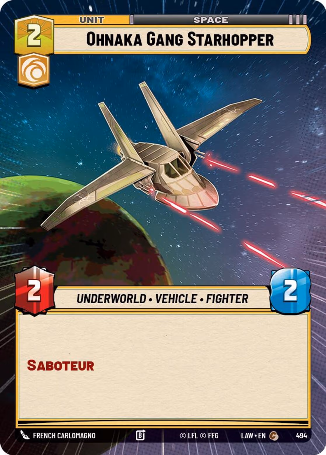Ohnaka Gang Starhopper LAW-494 Hyperspace Star Wars Unlimited card