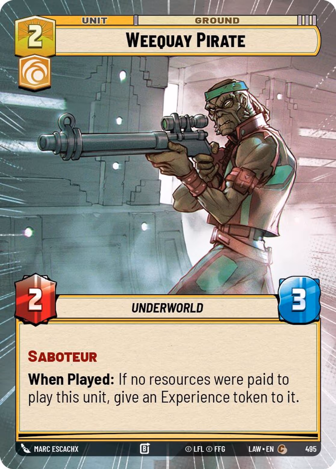Weequay Pirate LAW-495 Hyperspace Star Wars Unlimited card