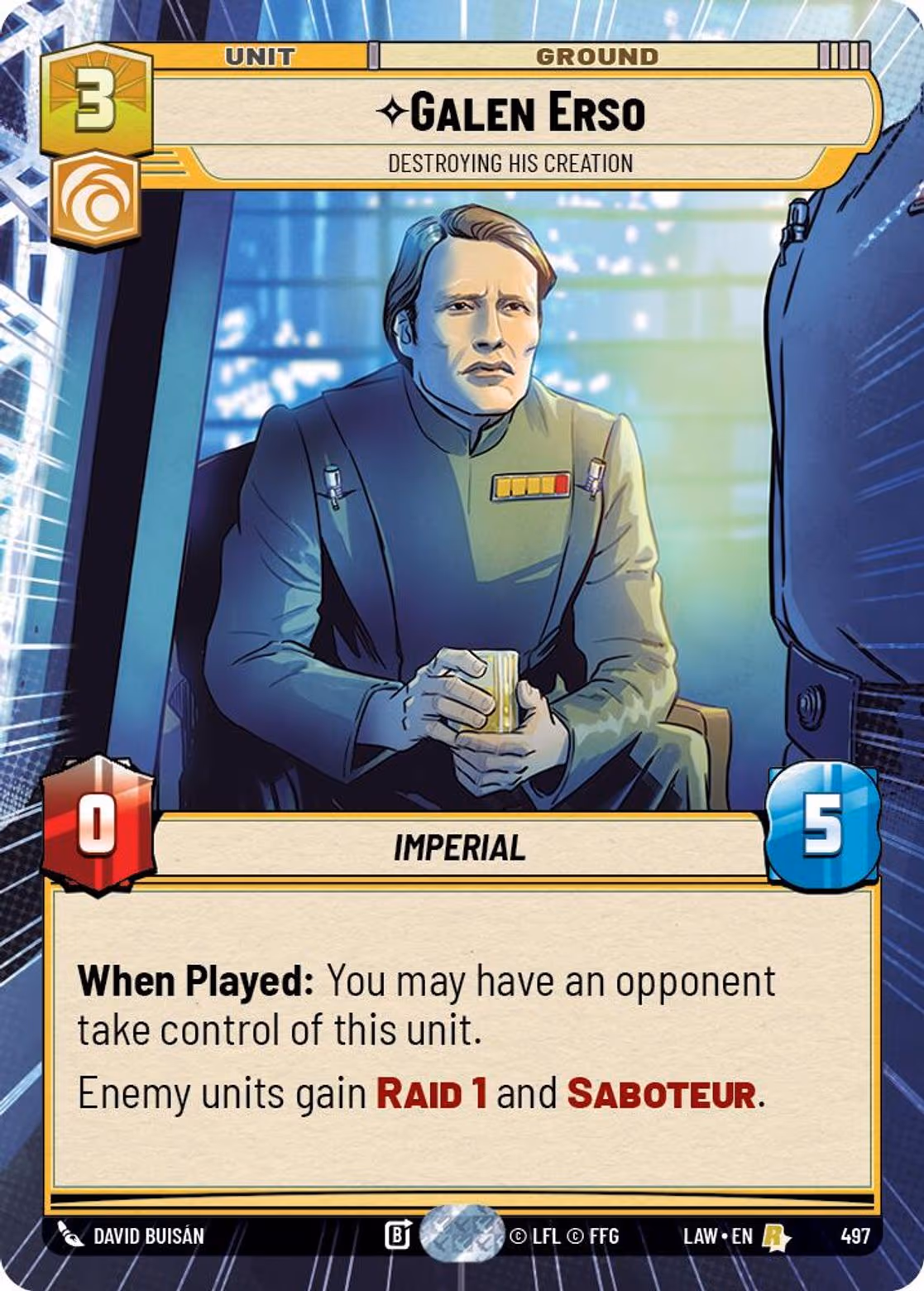 Galen Erso - Destroying His Creation LAW-497 Hyperspace Star Wars Unlimited card