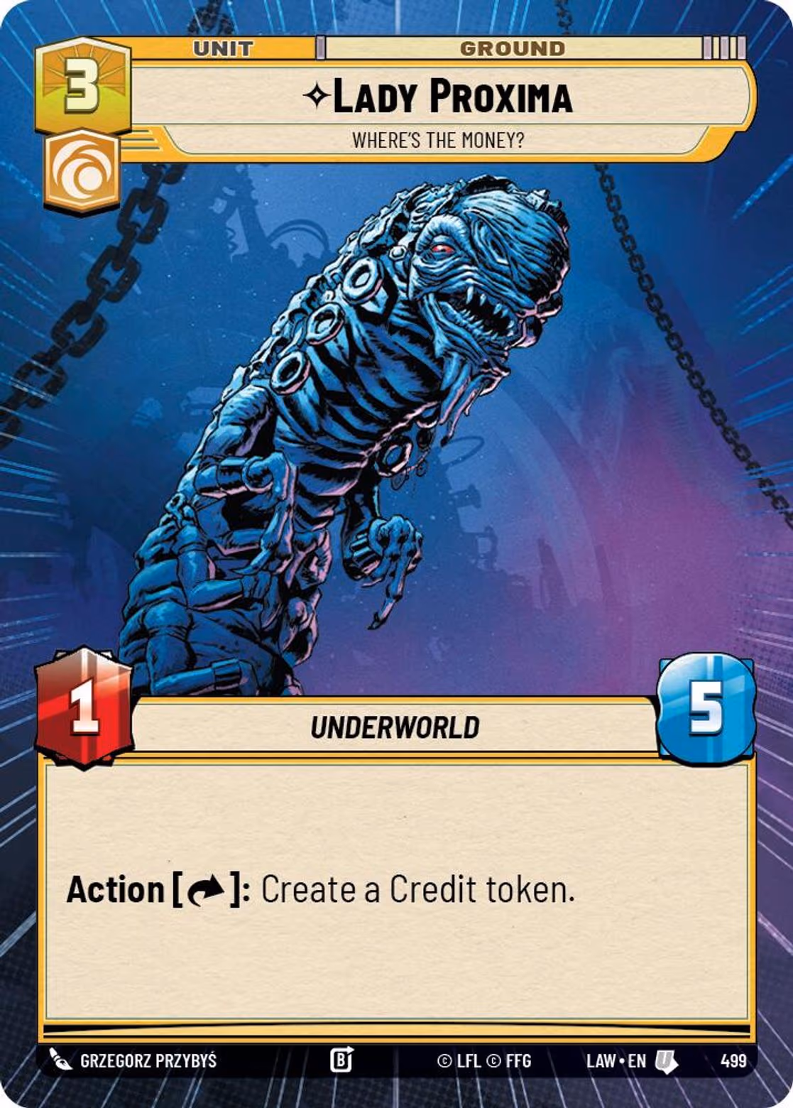 Lady Proxima - Where's the Money? LAW-499 Hyperspace Star Wars Unlimited card
