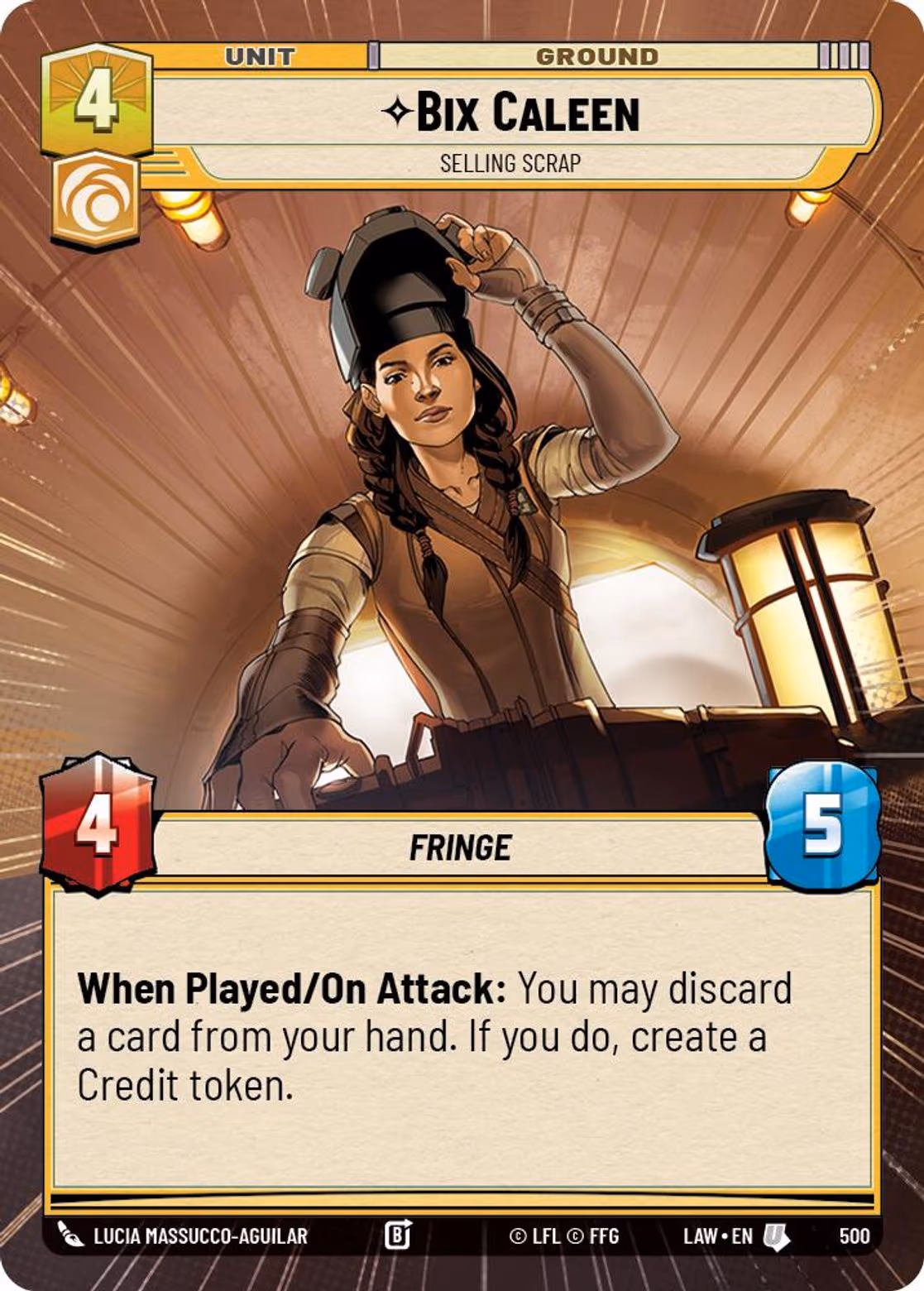 Bix Caleen - Selling Scrap LAW-500 Hyperspace Star Wars Unlimited card