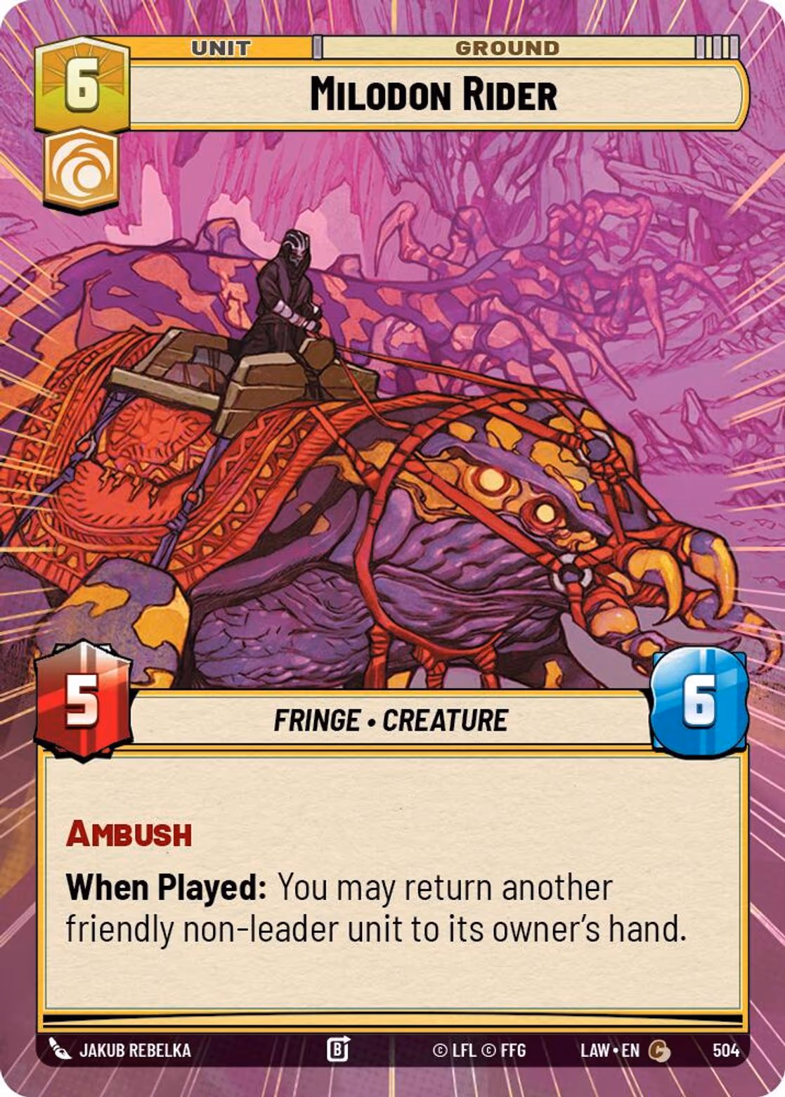 Milodon Rider LAW-504 Hyperspace Star Wars Unlimited card