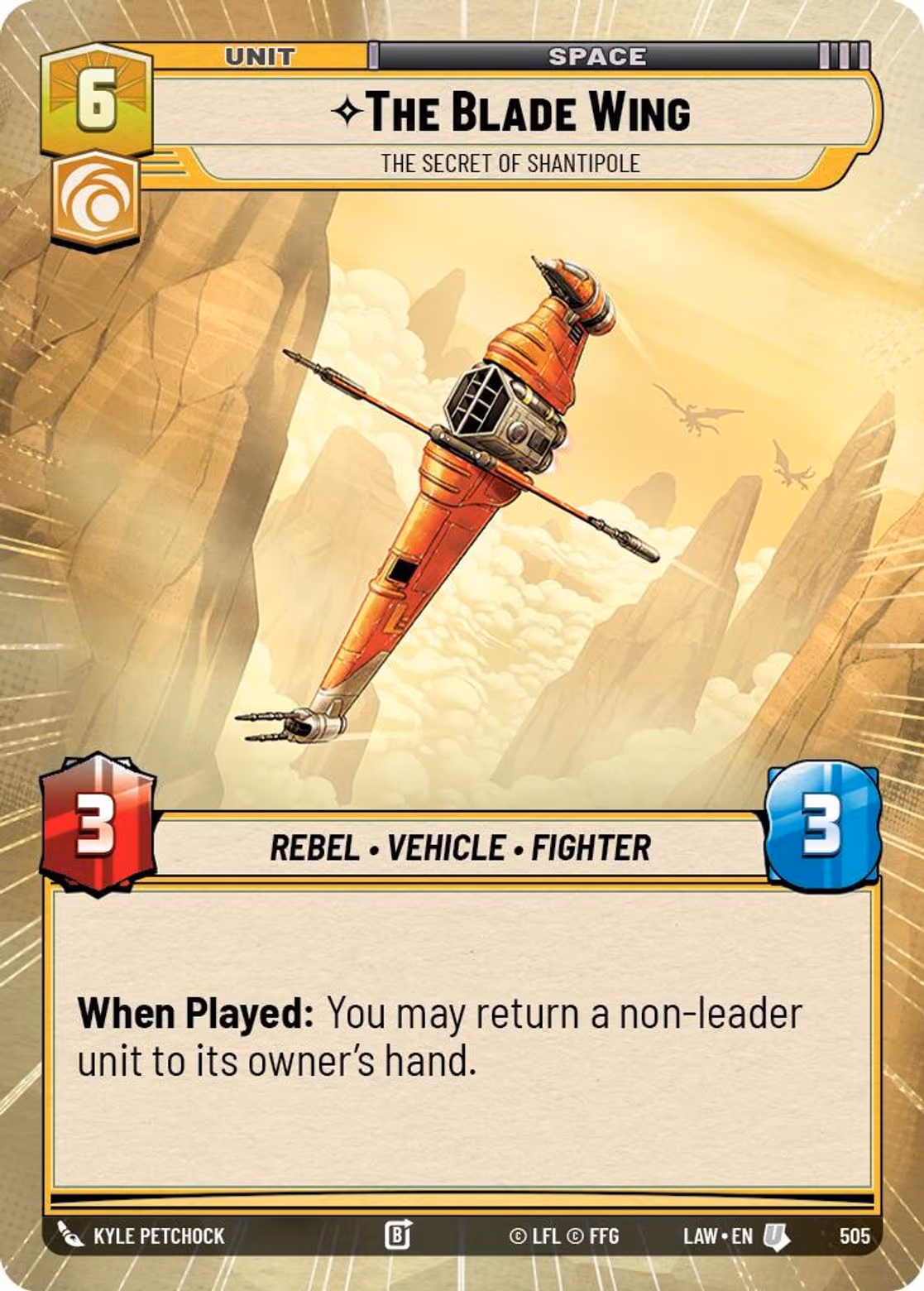 The Blade Wing - The Secret of Shantipole LAW-505 Hyperspace Star Wars Unlimited card