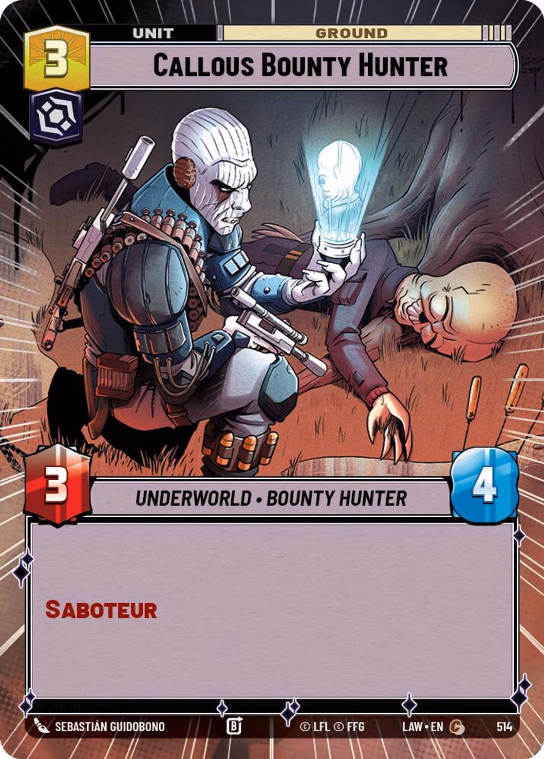 Callous Bounty Hunter LAW-514 Hyperspace Star Wars Unlimited card