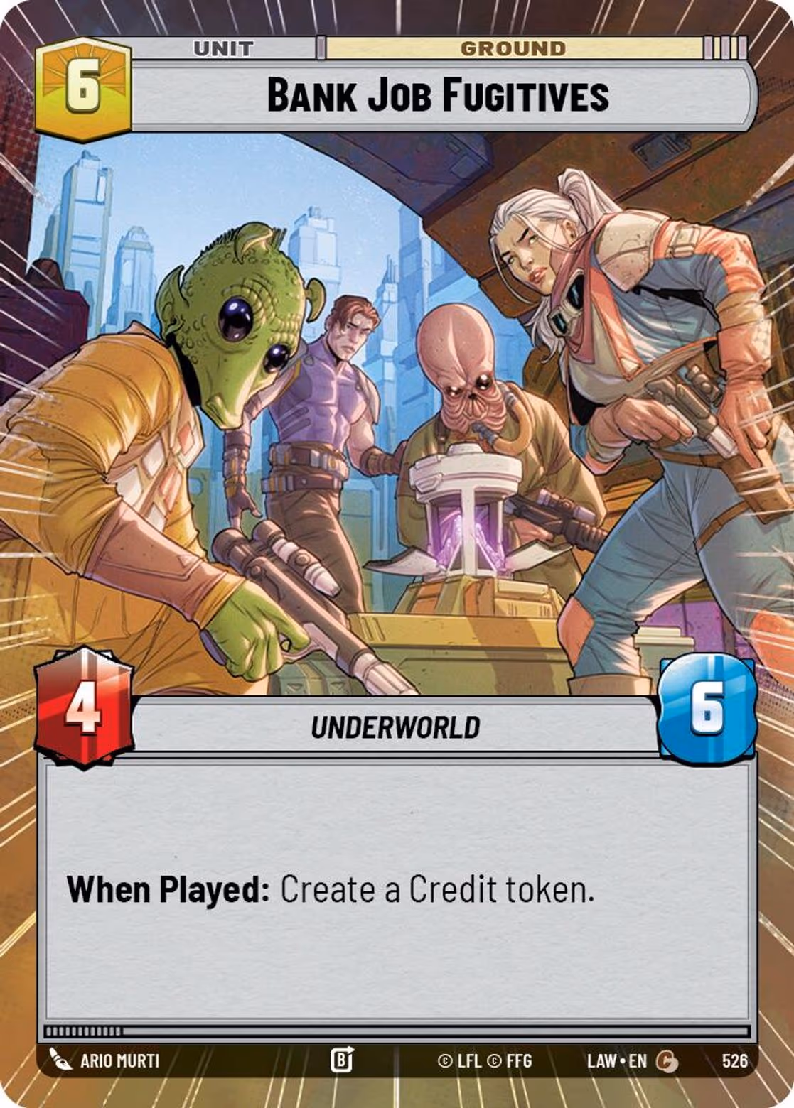 Bank Job Fugitives LAW-526 Hyperspace Star Wars Unlimited card