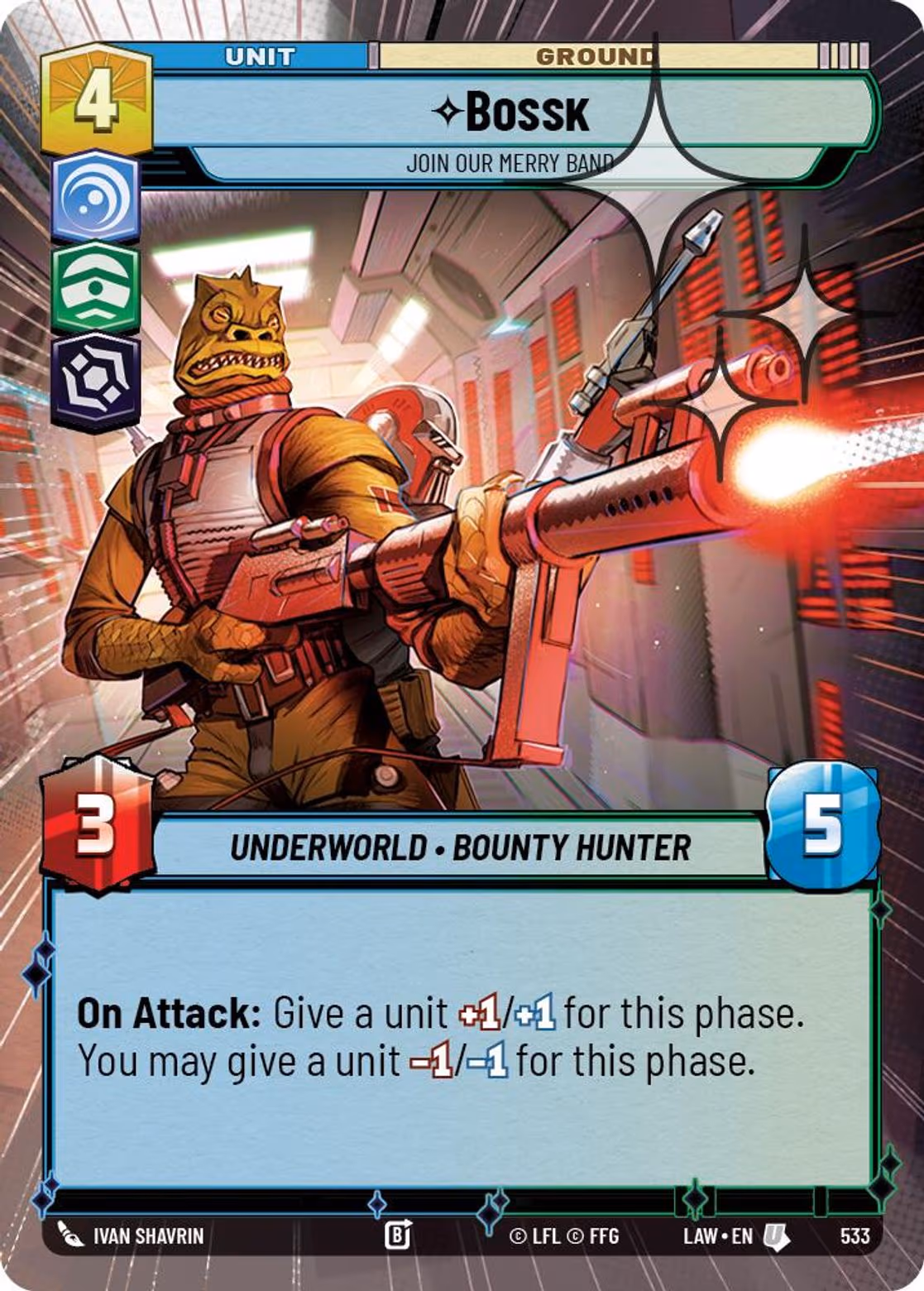 Bossk - Join Our Merry Band LAW-533 Hyperspace Foil Star Wars Unlimited card
