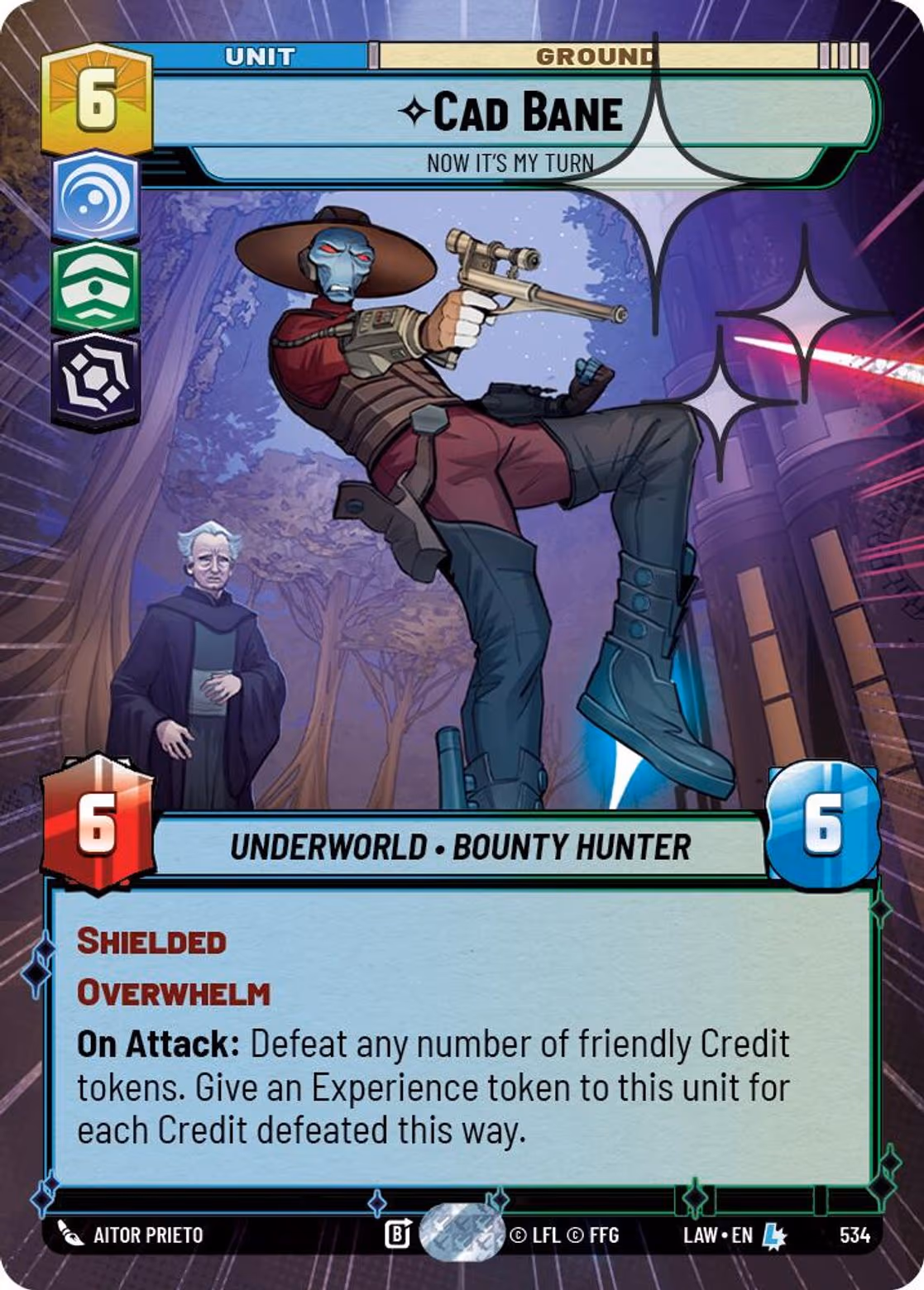 Cad Bane - Now it's My Turn LAW-534 Hyperspace Foil Star Wars Unlimited card