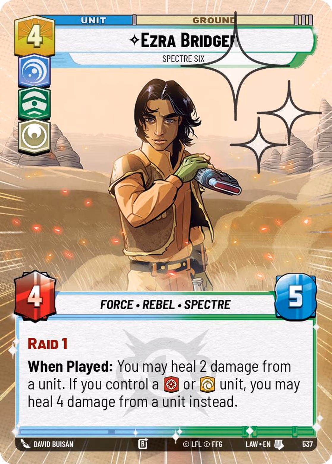 Ezra Bridger - Spectre Six LAW-537 Hyperspace Foil Star Wars Unlimited card
