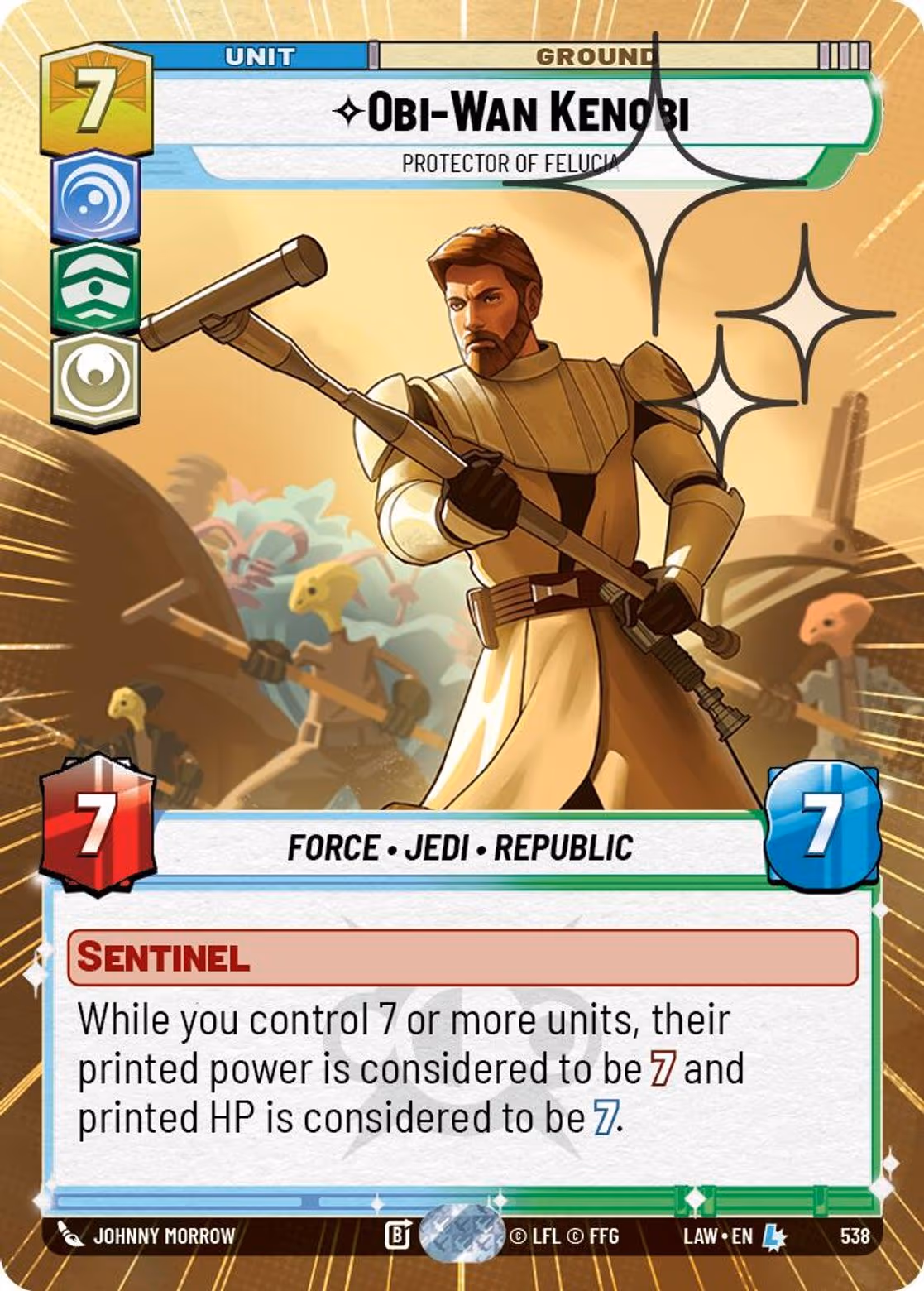 Obi-Wan Kenobi - Protector of Felucia LAW-538 Hyperspace Foil Star Wars Unlimited card