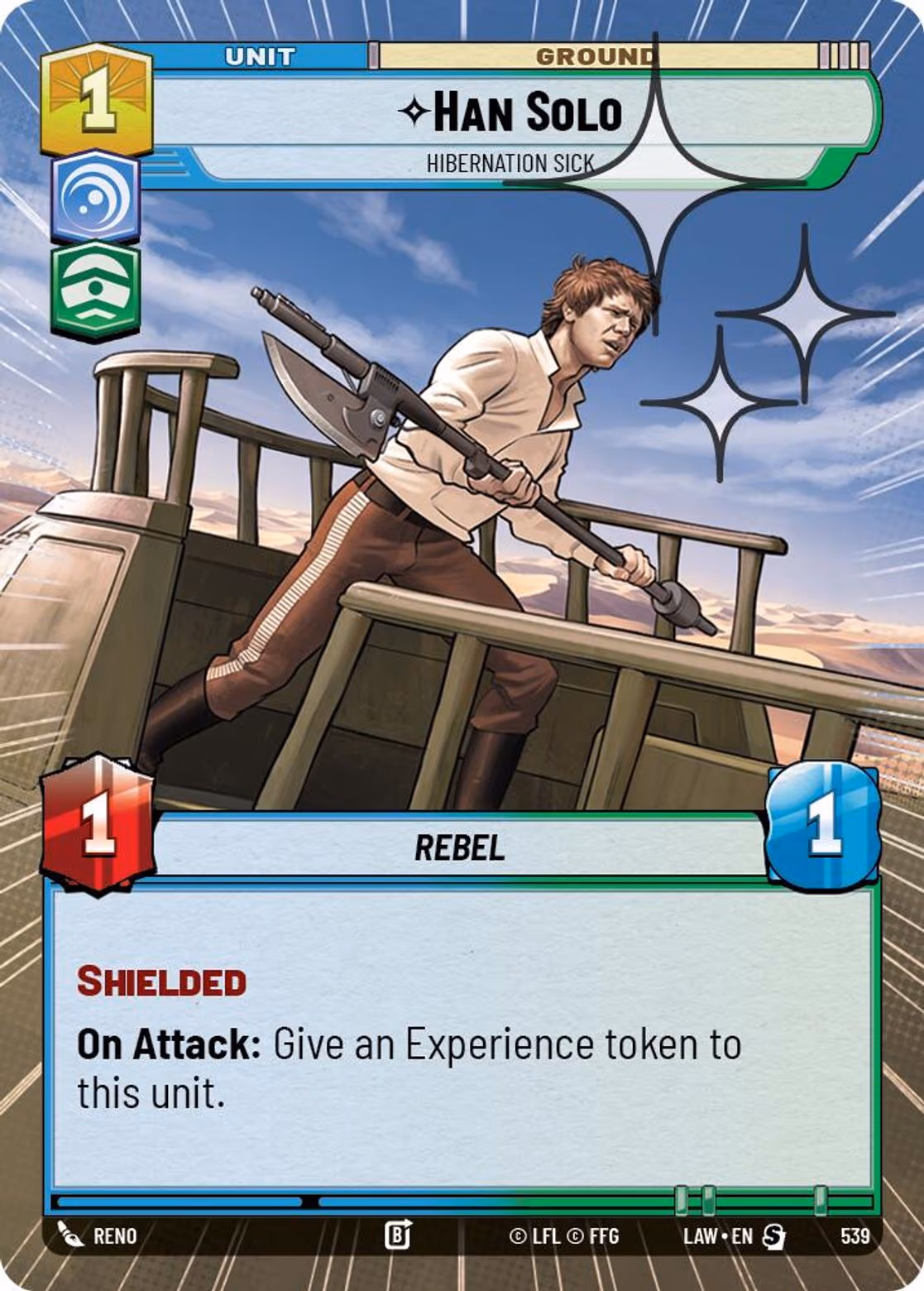 Han Solo - Hibernation Sick LAW-539 Hyperspace Foil Star Wars Unlimited card