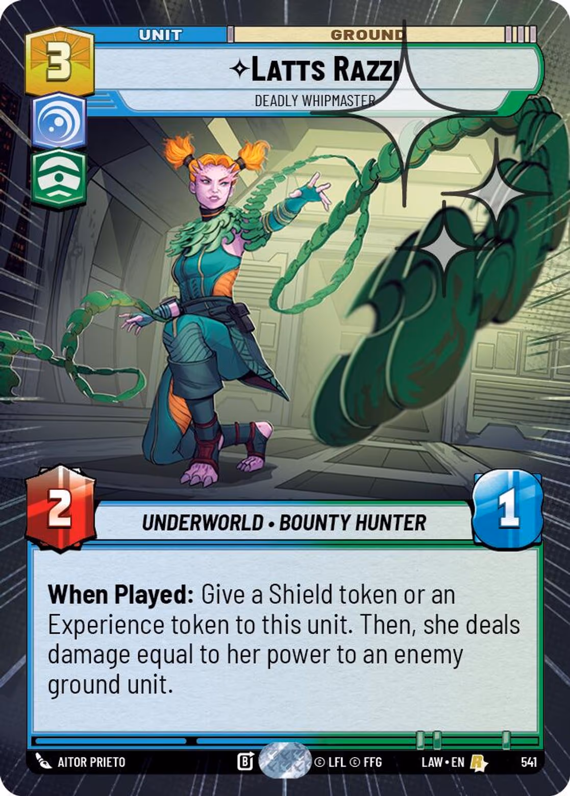 Latts Razzi - Deadly Whipmaster LAW-541 Hyperspace Foil Star Wars Unlimited card