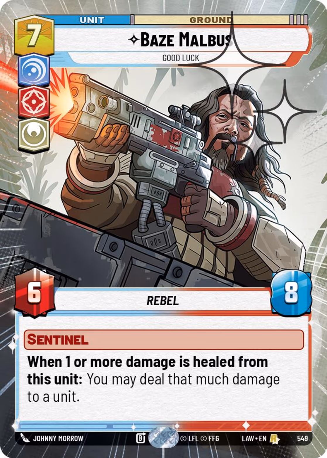 Baze Malbus - Good Luck LAW-549 Hyperspace Foil Star Wars Unlimited card