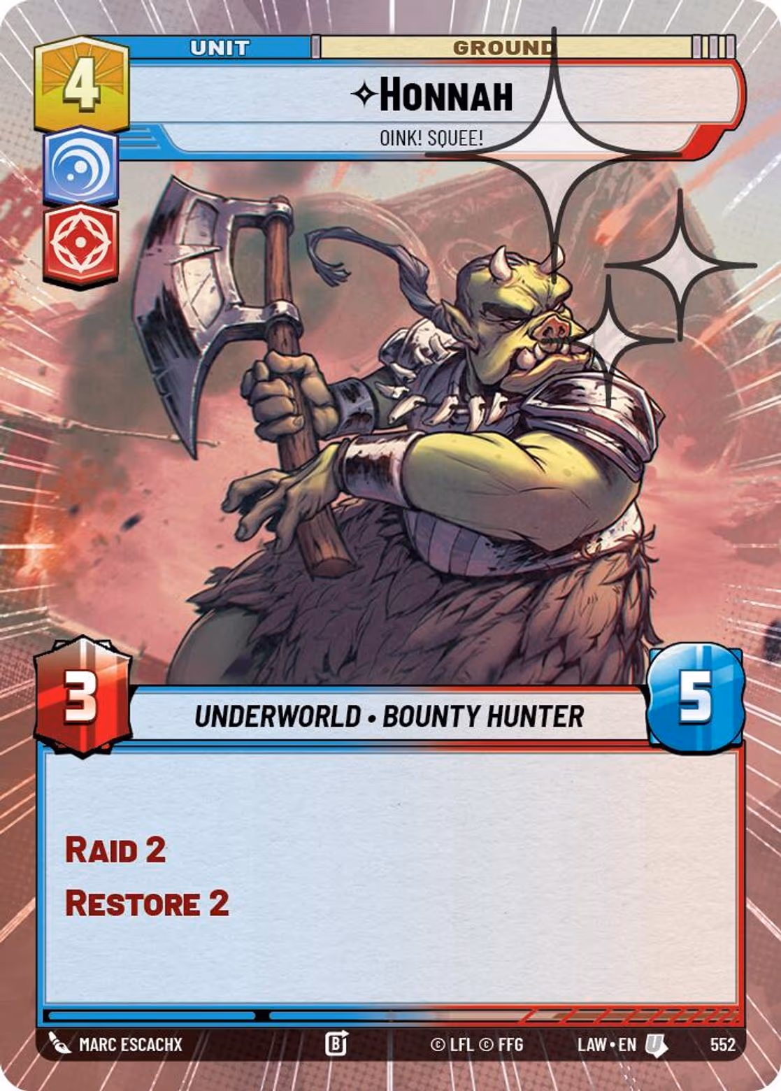 Honnah - Oink! Squee! LAW-552 Hyperspace Foil Star Wars Unlimited card