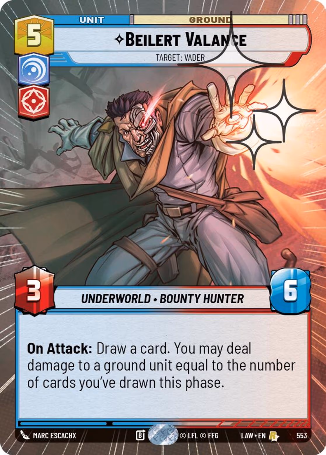 Beilert Valance - Target: Vader LAW-553 Hyperspace Foil Star Wars Unlimited card