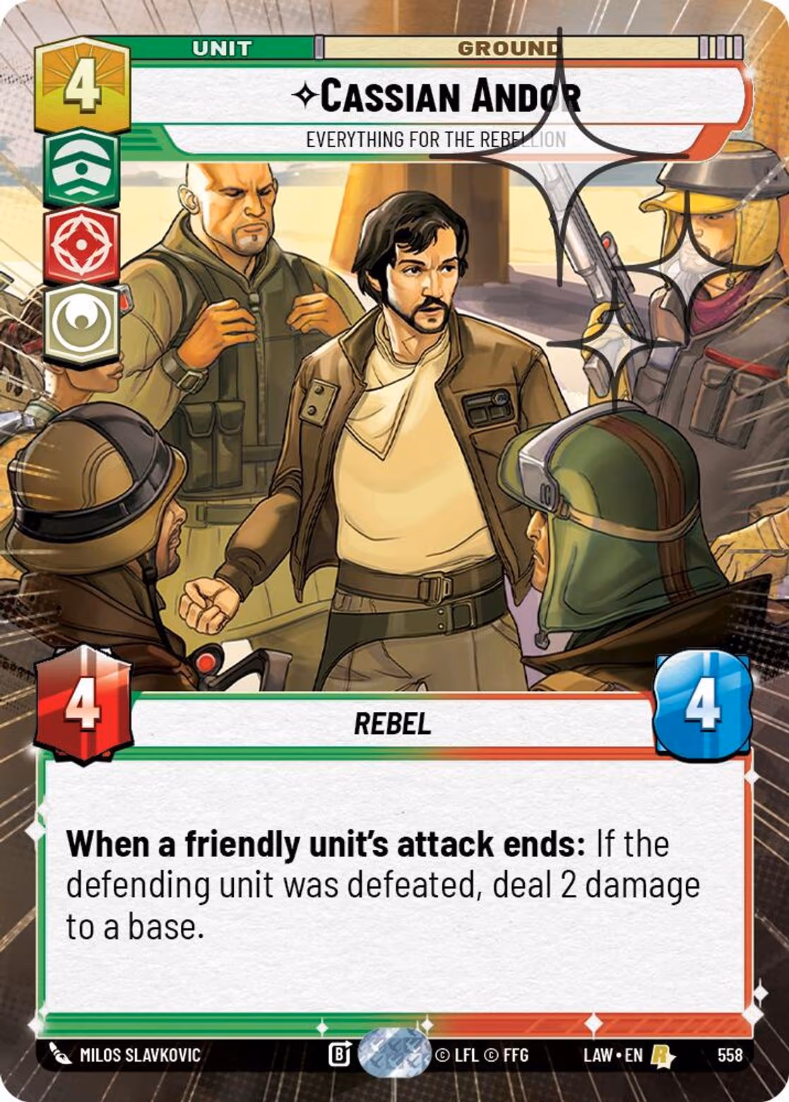 Cassian Andor - Everything for the Rebellion LAW-558 Hyperspace Foil Star Wars Unlimited card