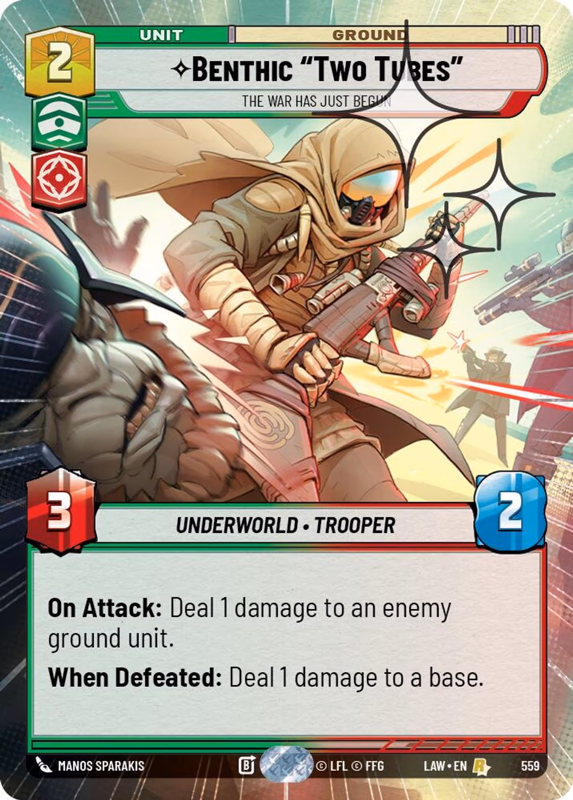 Benthic "Two Tubes" - The War Has Just Begun LAW-559 Hyperspace Foil Star Wars Unlimited card