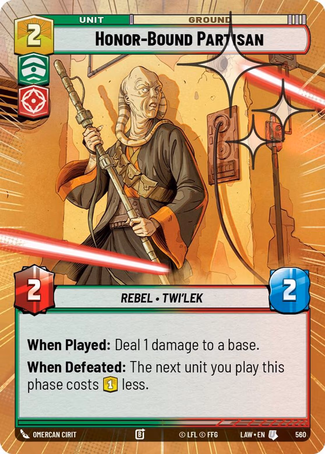 Honor-Bound Partisan LAW-560 Hyperspace Foil Star Wars Unlimited card