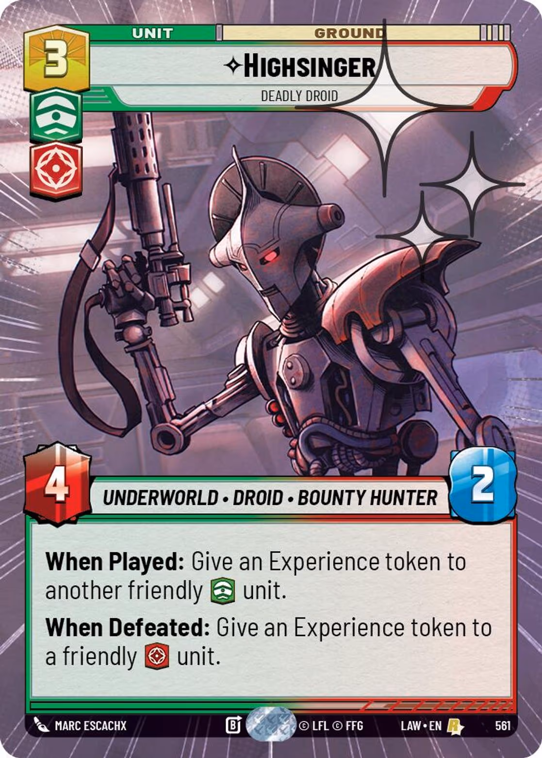 Highsinger - Deadly Droid LAW-561 Hyperspace Foil Star Wars Unlimited card