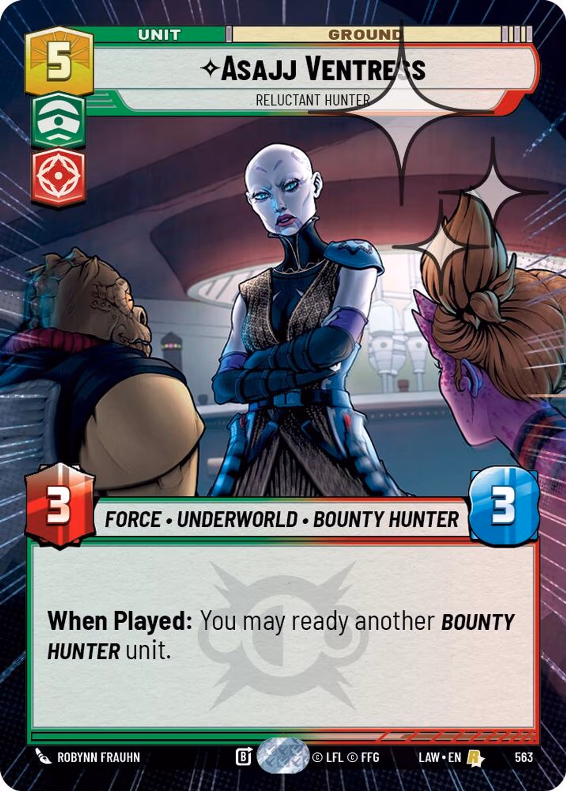 Asajj Ventress - Reluctant Hunter LAW-563 Hyperspace Foil Star Wars Unlimited card