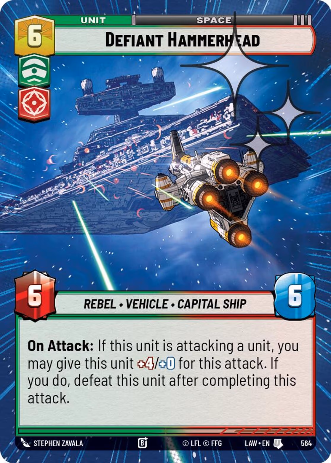 Defiant Hammerhead LAW-564 Hyperspace Foil Star Wars Unlimited card