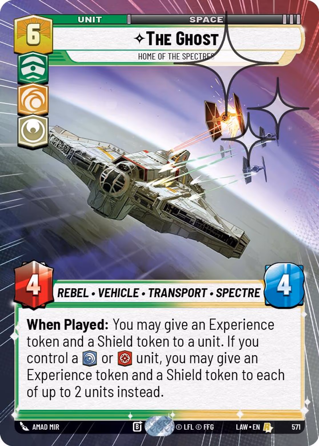 The Ghost - Home of the Spectres LAW-571 Hyperspace Foil Star Wars Unlimited card