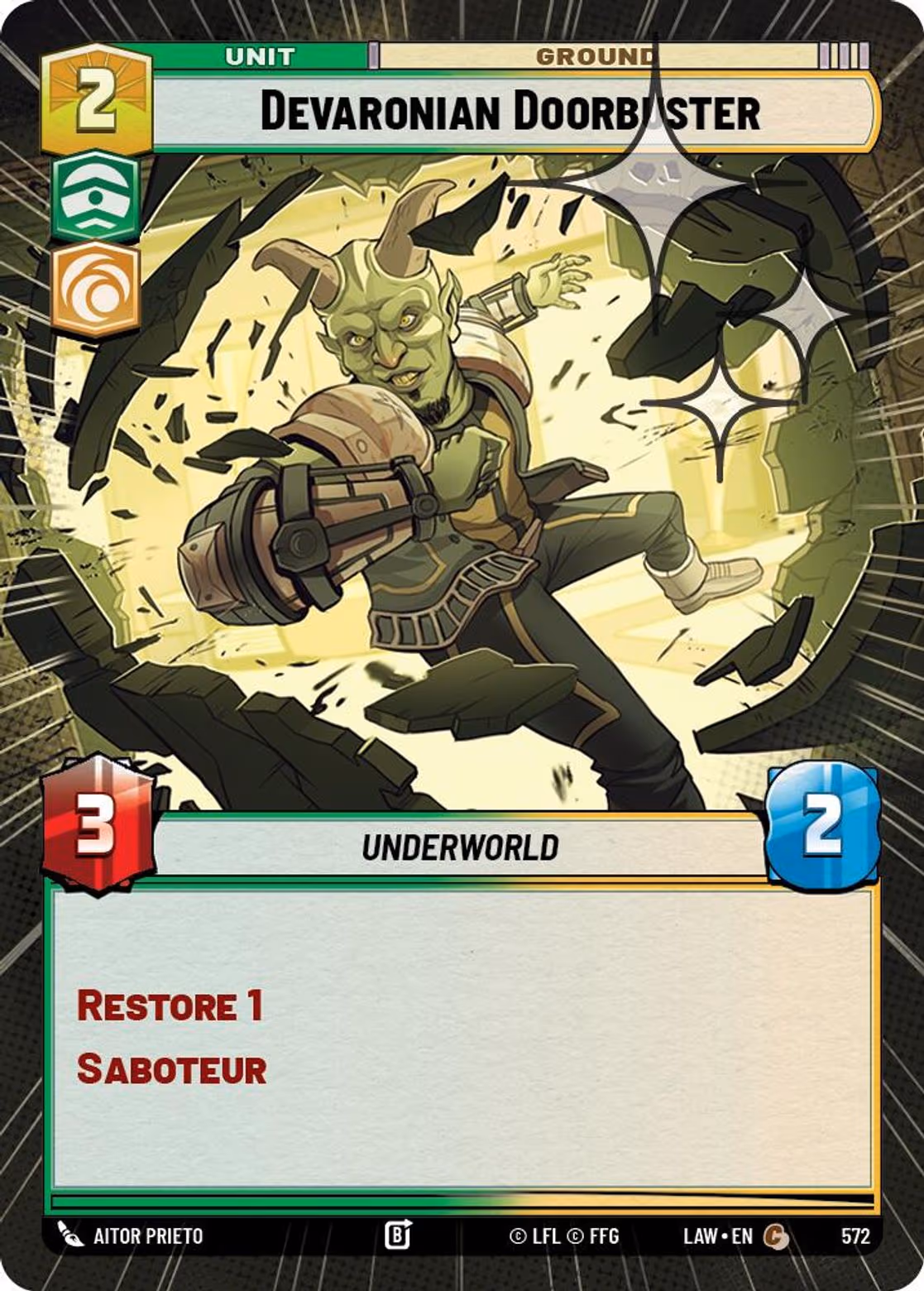 Devaronian Doorbuster LAW-572 Hyperspace Foil Star Wars Unlimited card