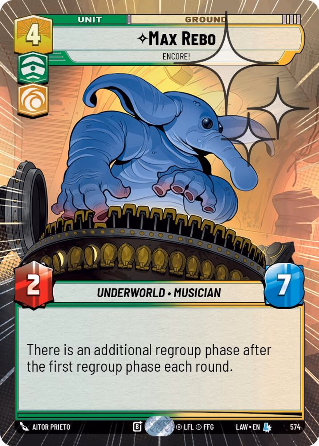Max Rebo - Encore! LAW-574 Hyperspace Foil Star Wars Unlimited card