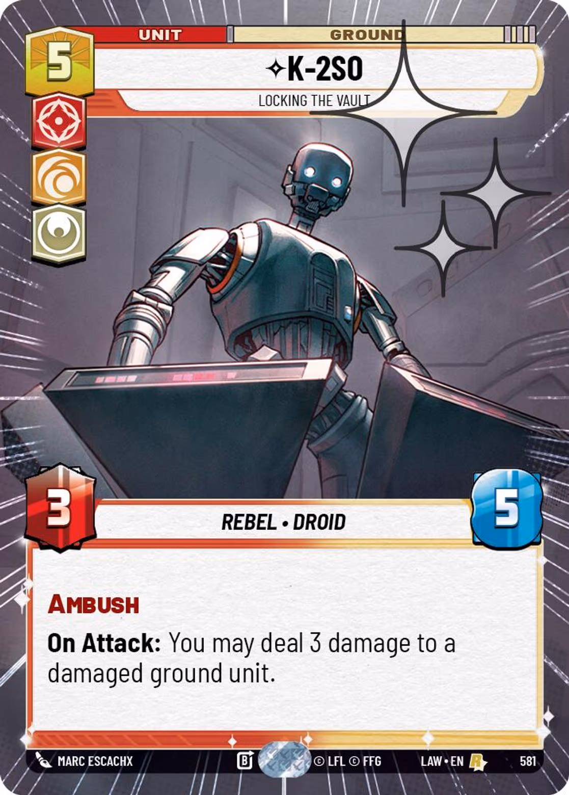 K-2S0 - Locking the Vault LAW-581 Hyperspace Foil Star Wars Unlimited card
