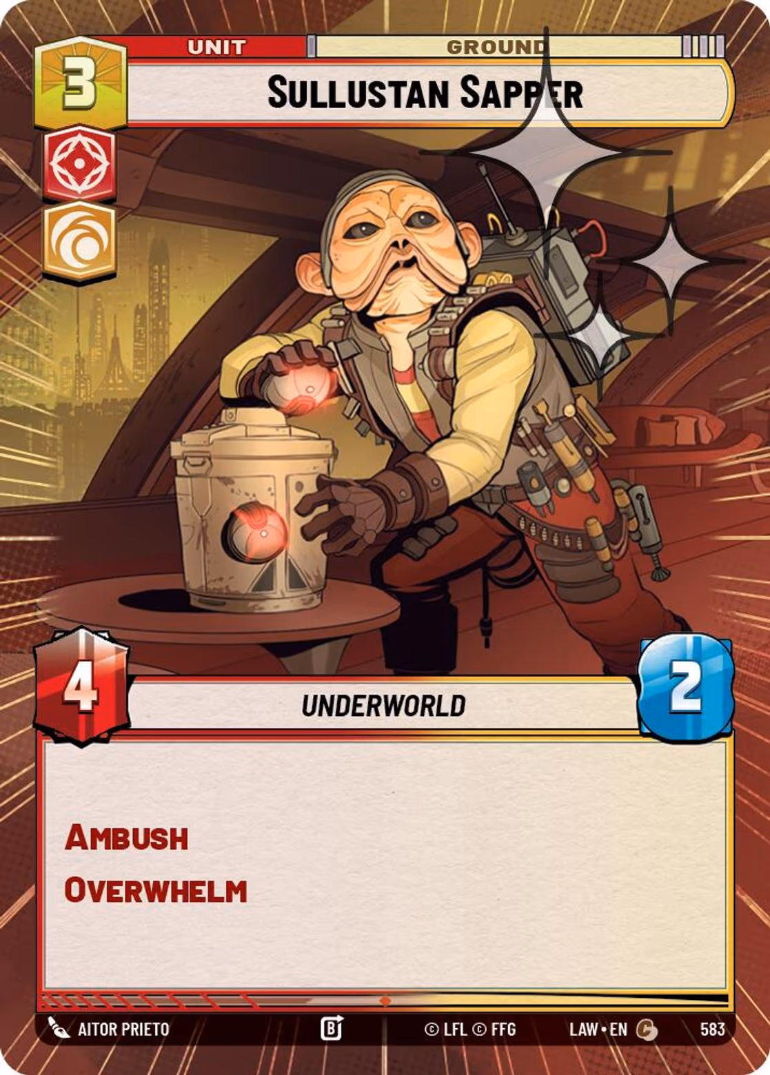 Sullustan Sapper LAW-583 Hyperspace Foil Star Wars Unlimited card