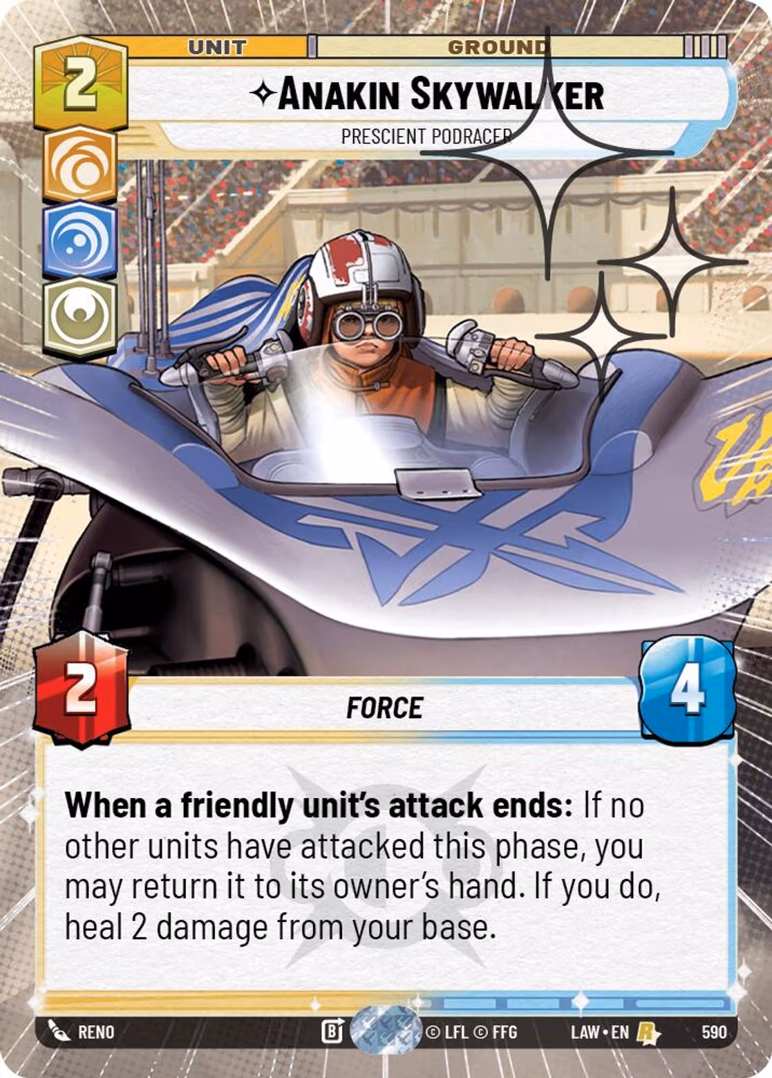 Anakin Skywalker - Prescient Podracer LAW-590 Hyperspace Foil Star Wars Unlimited card
