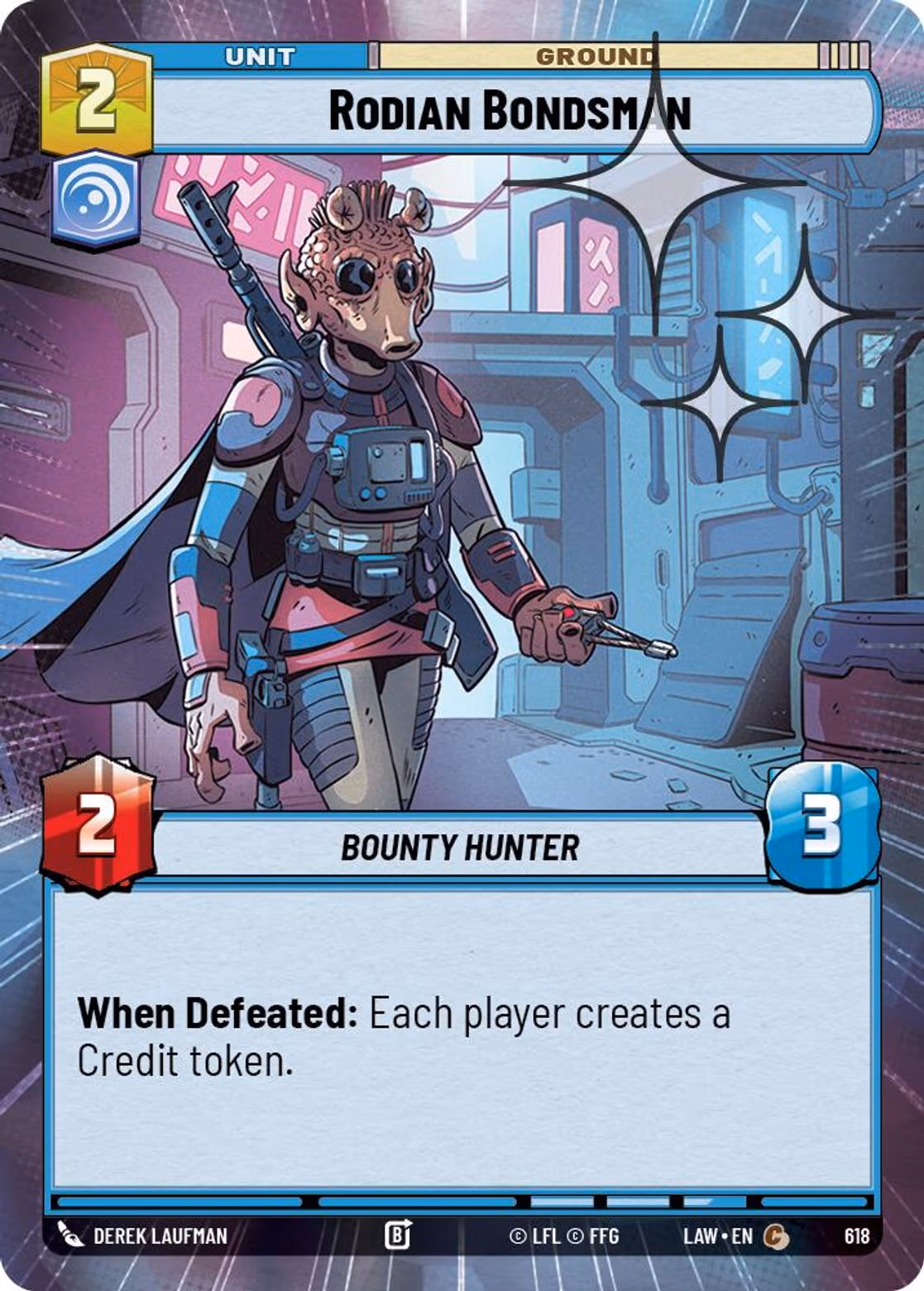 Rodian Bondsman LAW-618 Hyperspace Foil Star Wars Unlimited card