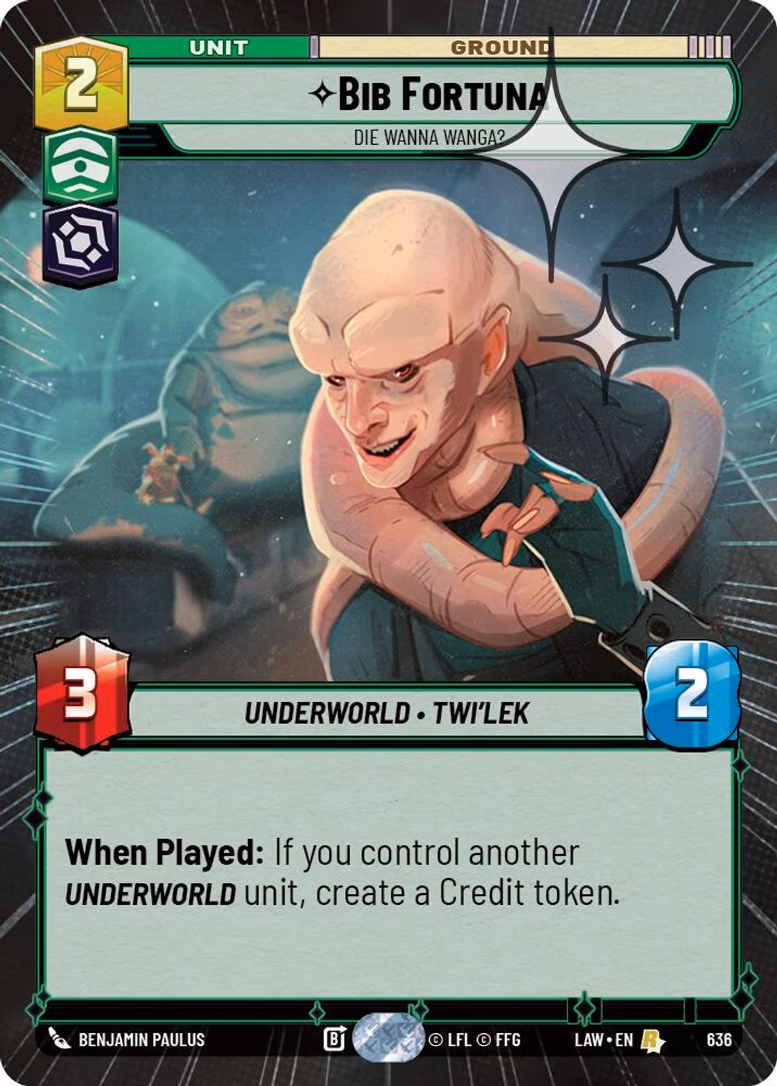 Bib Fortuna - Die Wanna Wanga? LAW-636 Hyperspace Foil Star Wars Unlimited card