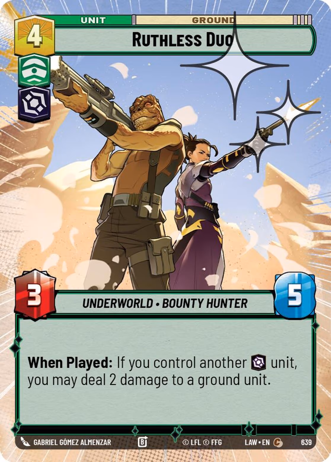 Ruthless Duo LAW-639 Hyperspace Foil Star Wars Unlimited card