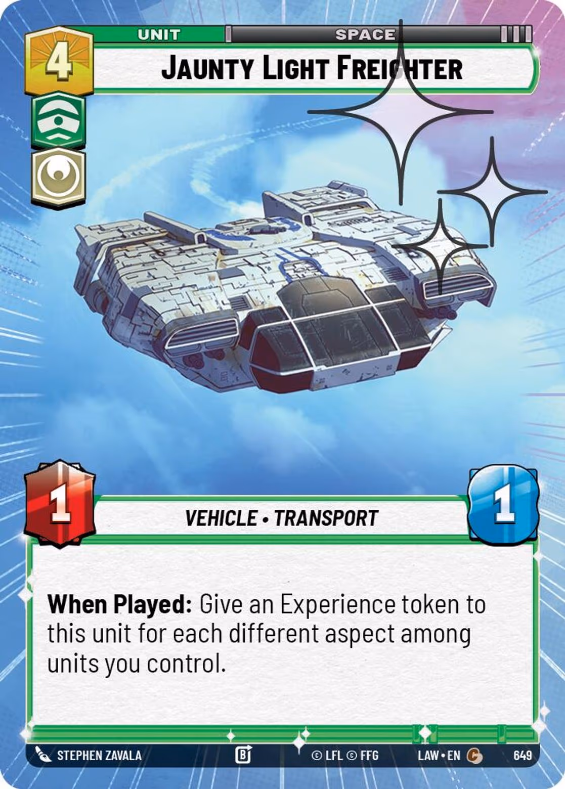 Jaunty Light Freighter LAW-649 Hyperspace Foil Star Wars Unlimited card