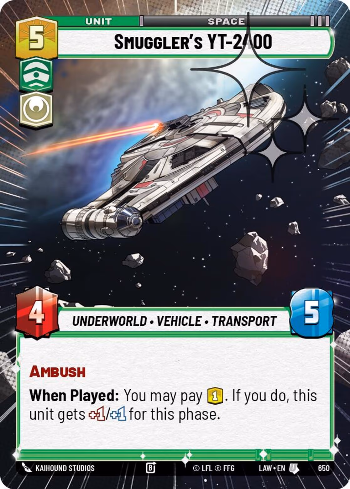 Smuggler's YT-2400 LAW-650 Hyperspace Foil Star Wars Unlimited card