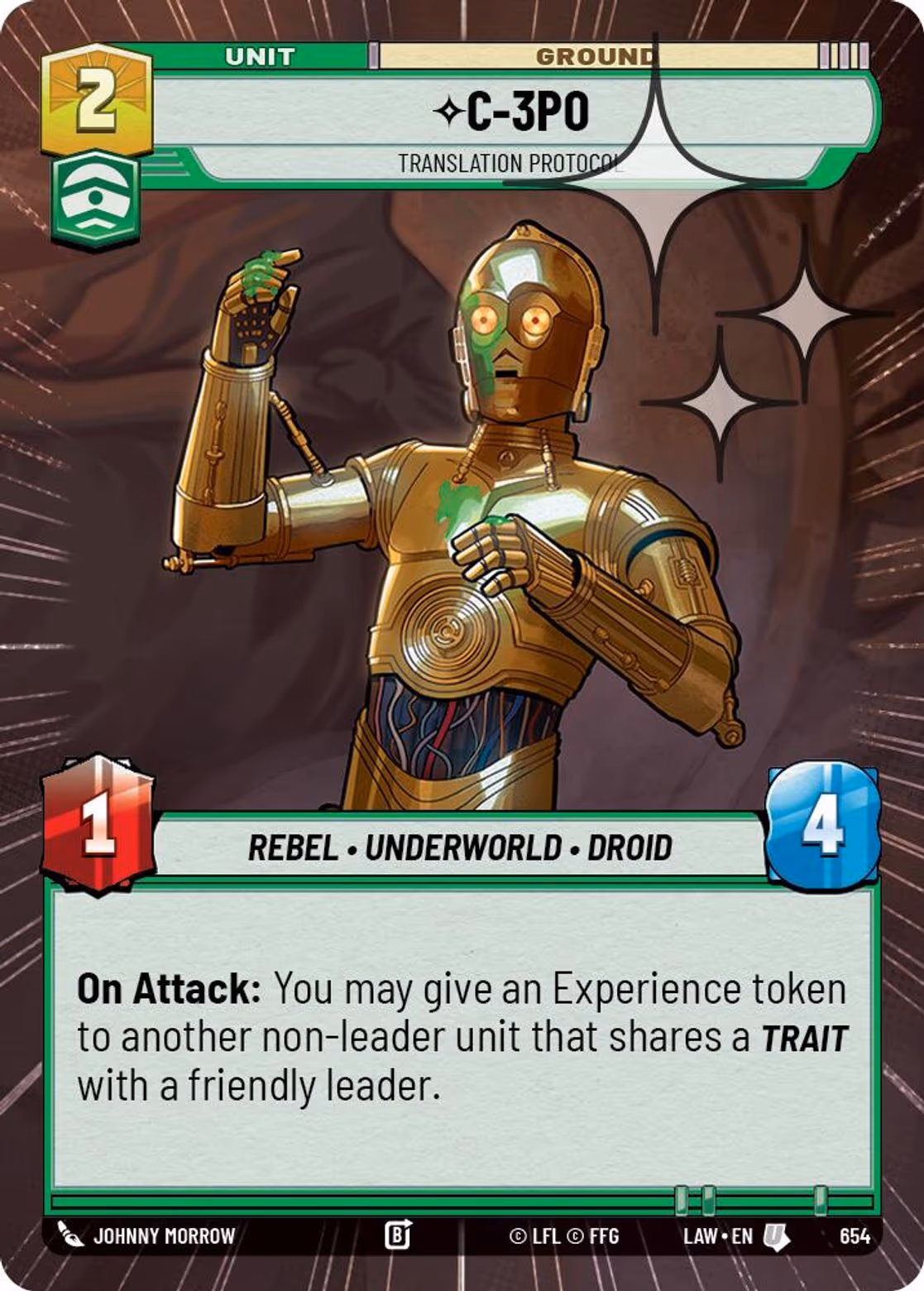 C-3P0 - Translation Protocol LAW-654 Hyperspace Foil Star Wars Unlimited card