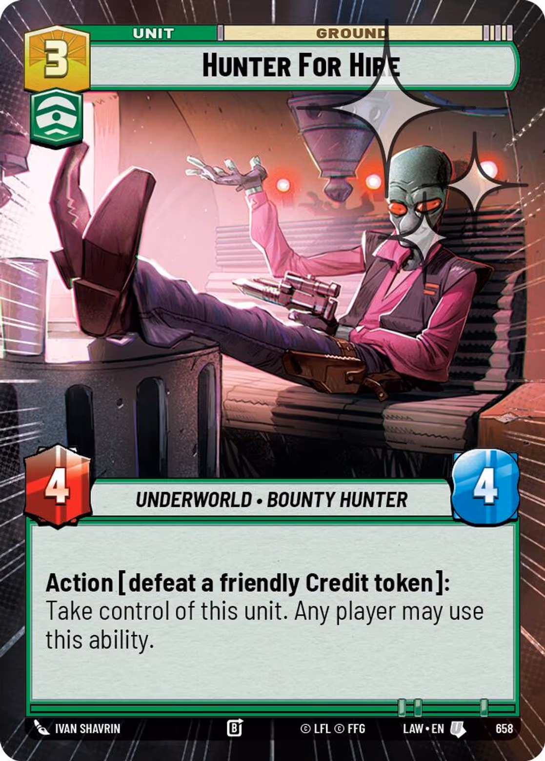 Hunter For Hire LAW-658 Hyperspace Foil Star Wars Unlimited card