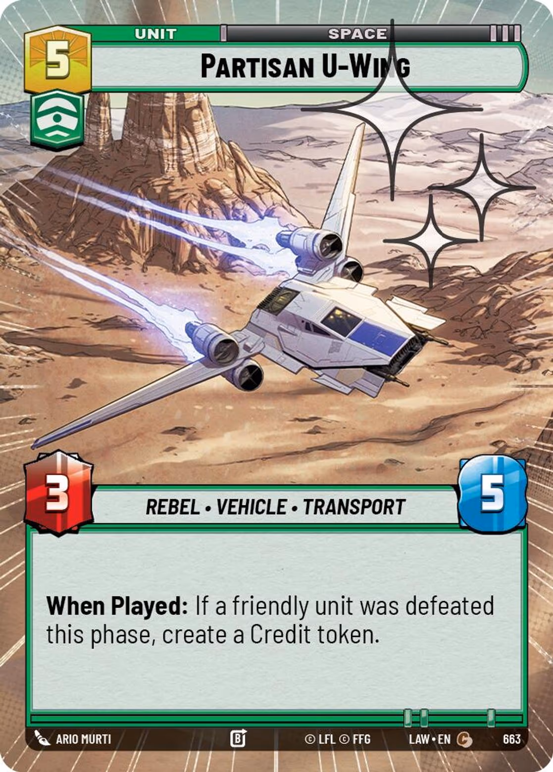 Partisan U-Wing LAW-663 Hyperspace Foil Star Wars Unlimited card