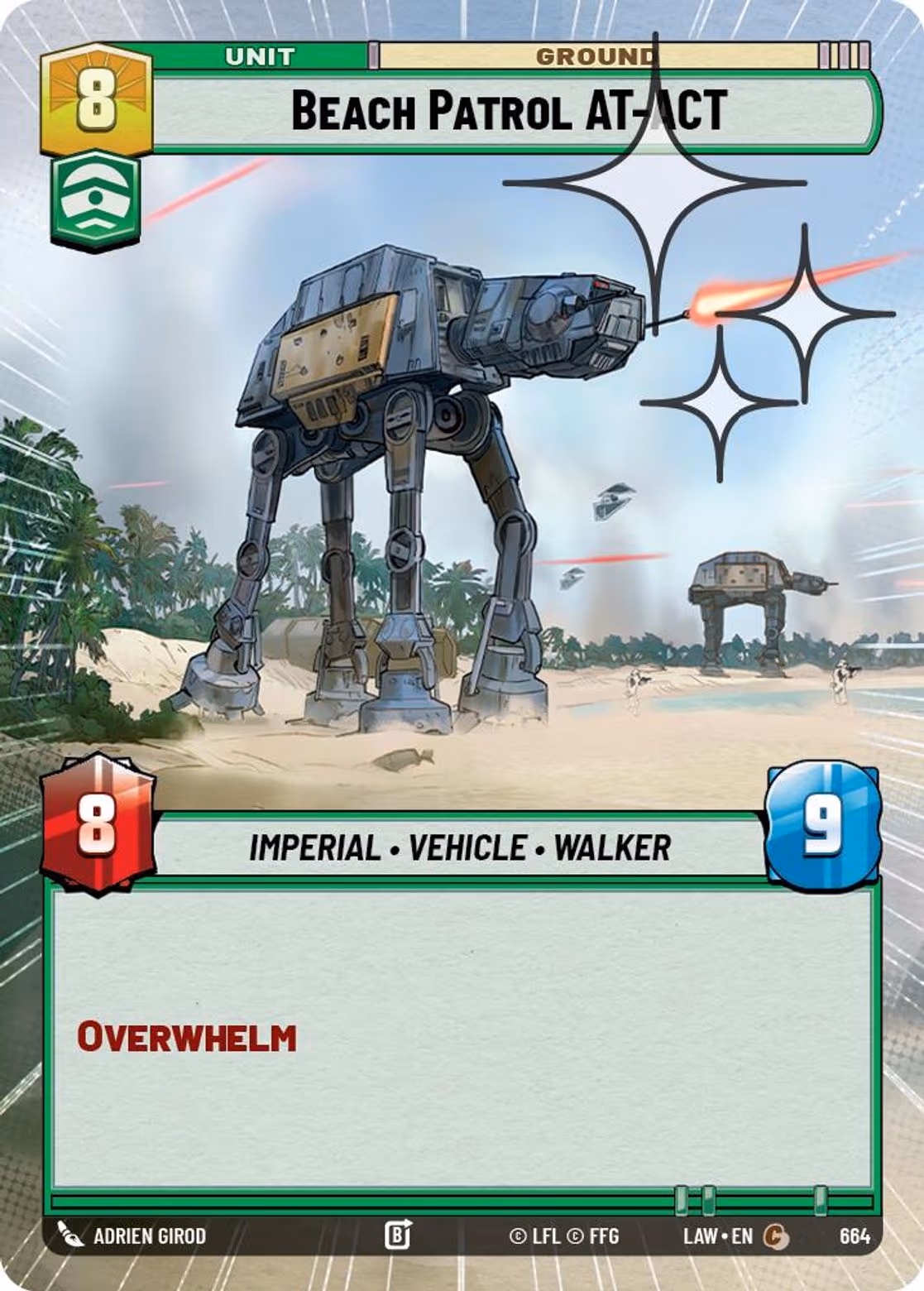 Beach Patrol AT-ACT LAW-664 Hyperspace Foil Star Wars Unlimited card
