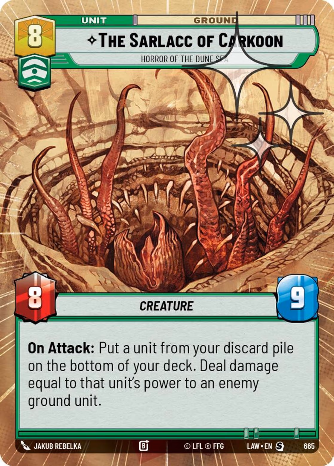 The Sarlacc of Carkoon - Horror of the Dune Sea LAW-665 Hyperspace Foil Star Wars Unlimited card