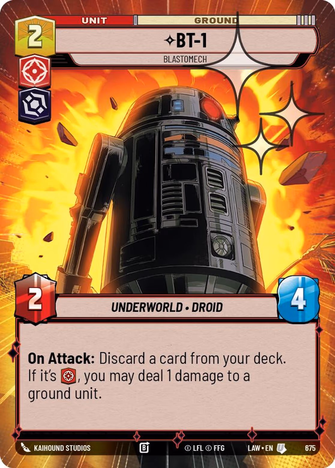 BT-1 - Blastomech LAW-675 Hyperspace Foil Star Wars Unlimited card