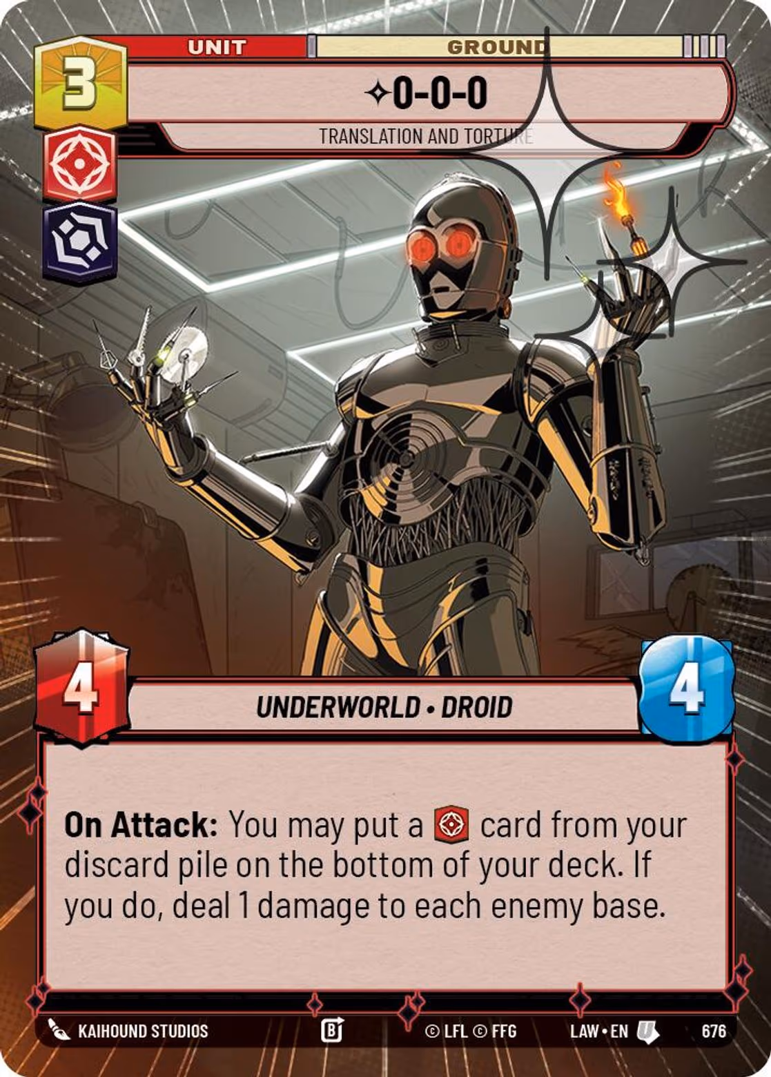 0-0-0 - Translation and Torture LAW-676 Hyperspace Foil Star Wars Unlimited card
